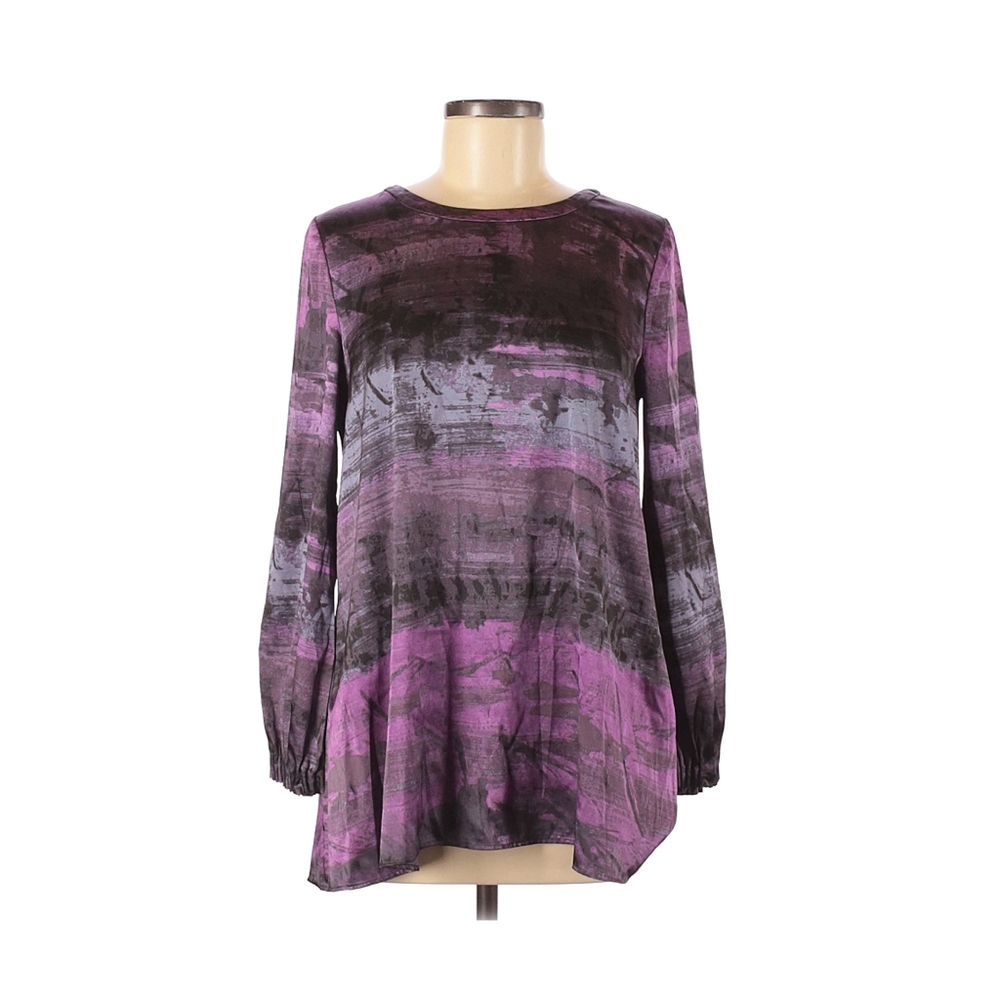 Simply Vera Marbled Purple Long Sleeve Blouse